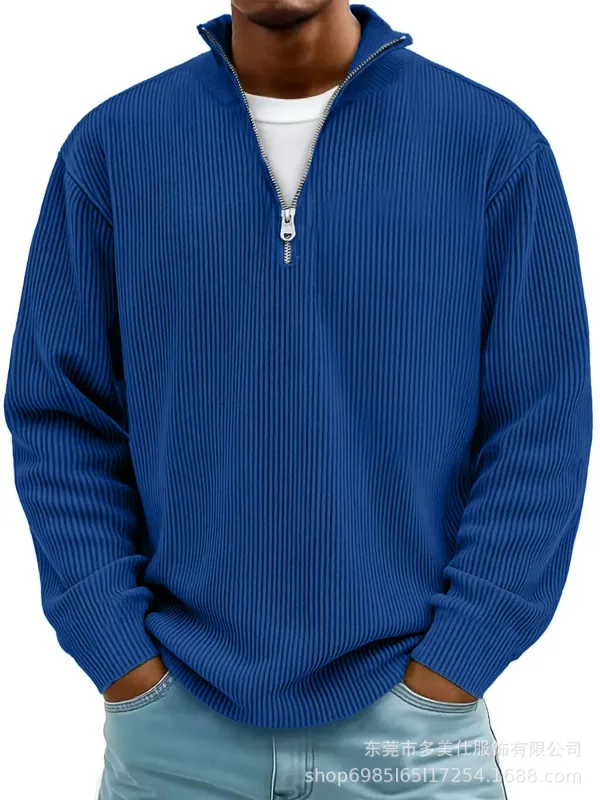 Outono inverno masculino gola zip-up moletom solto manga longa casual diário ao ar livre moda na moda casacos masculinos — image 5
