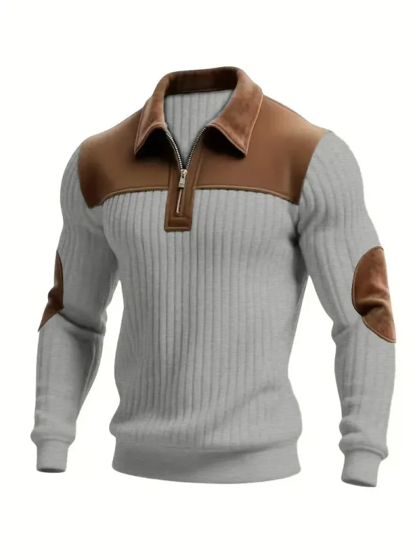 Hoodies moletom masculino 2026 nova malha lapela costura bordado casual esportes outono zíper moletom roupas masculinas — image 11