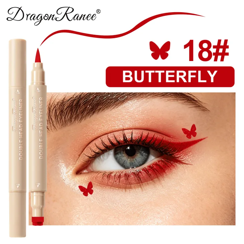Love Star Butterfly Liquid Eyeliner με διπλό άκρο, αδιάβροχο και χωρίς μουντζούρες, γρήγορο στέγνωμα 2 σε 1 Πολύχρωμο μακιγιάζ Stamp Eye Line Pen — image 19