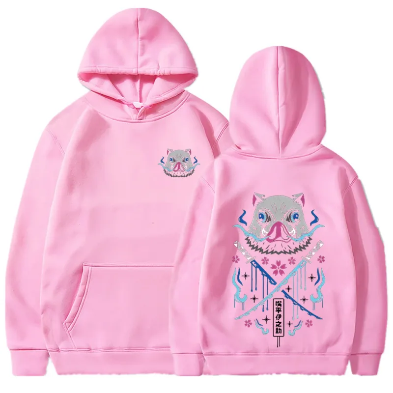 Inosuke anime hoodies das mulheres dos homens kimetsu não yaiba kawaii manga sweatshirts gótico harajuku com capuz pulôver casual streetwear