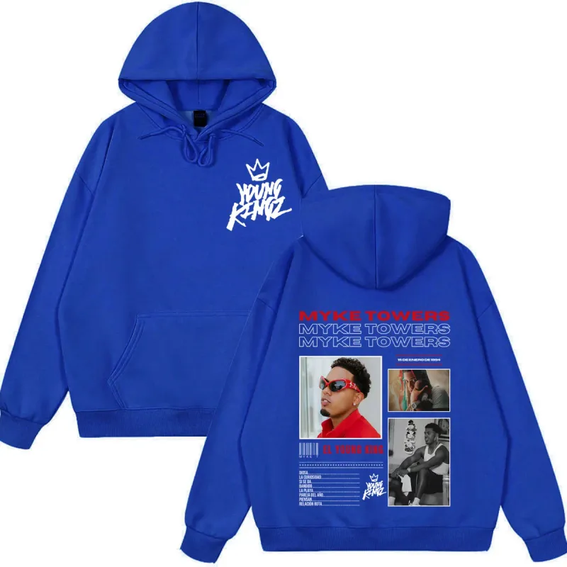 Myke Towers Young Kingz 2026 Album Tour Print Pullover Men Women Fashion Sweatshirts Winter Casual Long Sleeves Hip Hop Hoodie — image 11