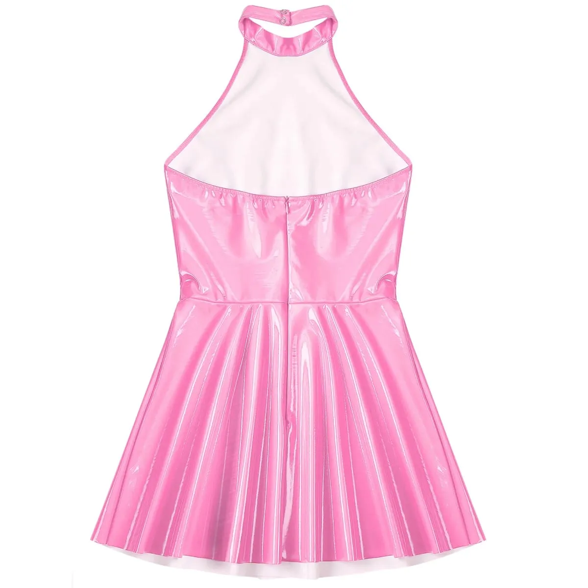 Fényes lakkbőr fényes mini A-vonalú latex ruha női swing szoknya Skater Bodycon mini ruha Rave Disco Party Clubwear — image 6