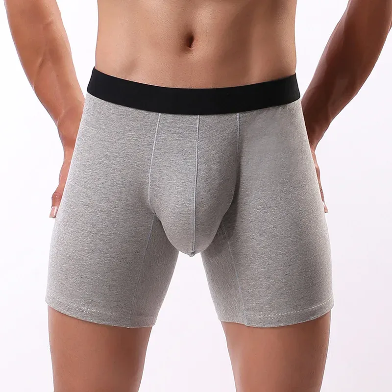 Boxershorts för män Casual Sport Förlängda bomullsunderkläder Slitstarka trunk U Convex Pouch Kalsonger Boxershorts Underkläder — image 1