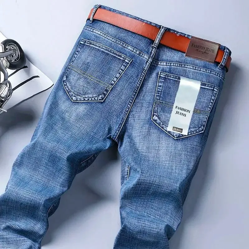 Wthinlee 8 modellek tavaszi őszi üzleti farmerek Férfi Alkalmi Egyenes Stretch Divat Klasszikus Munka Farmer nadrág Márka Ruházat