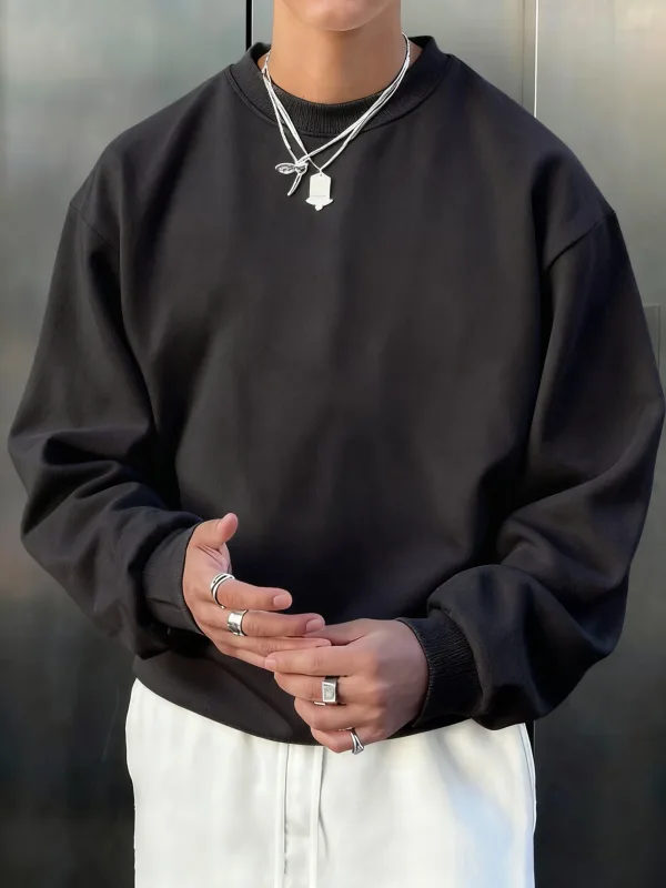 Masculino velo outono topo rua all-match pullovers confortável básico sweatshirts esporte casual roupas esportivas diárias roupas macias — image 1