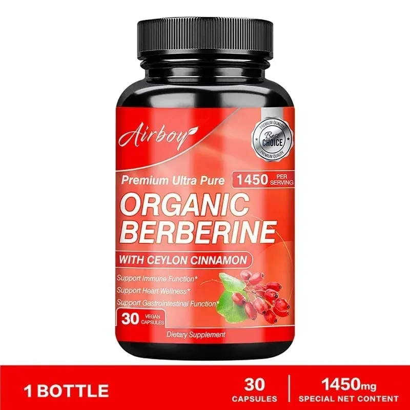 Berberine Capsules - with Ceylon Cinnamon - Blood Sugar Balance Cardiovascular Health Aid Digestion Promote MetabolismSupplem — image 9
