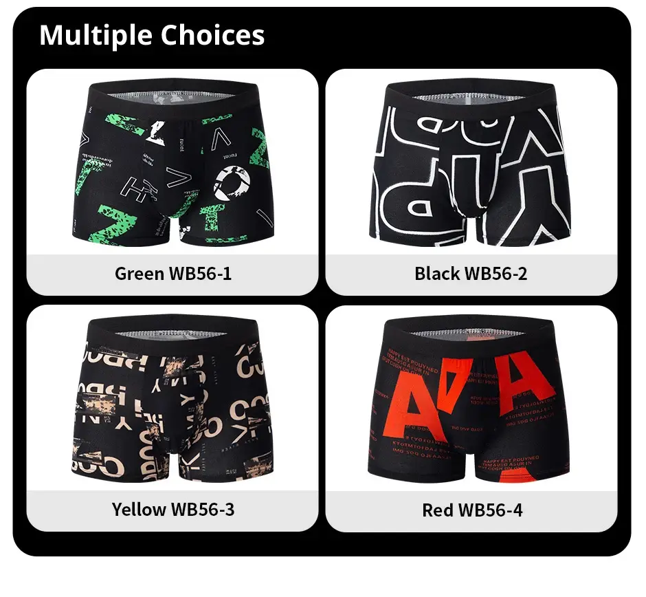 Cueca boxer com estampa de moda masculina de 4 peças, cueca boxer respirável para adolescentes, roupa íntima confortável plus size até 6XL. — image 9