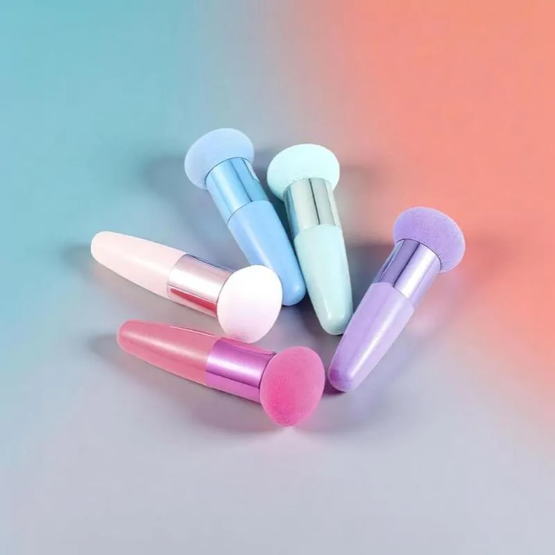 (.) 3 pièces pinceaux de maquillage tête de champignon femmes fond de teint beauté éponge bouffée de poudre avec poignée outil cosmétique de forme lisse