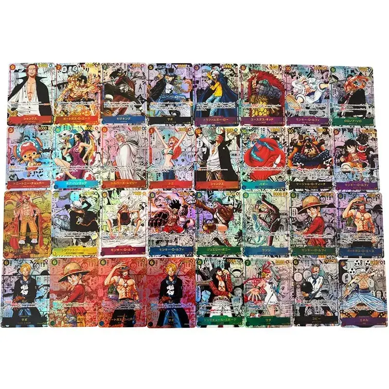 אנימה One Piece גרסה אנגלית יפנית OPCG Comics העתק Shanks Rayleigh Nika Luffy Buggy Enel משחקי אנימה כרטיסי אוסף