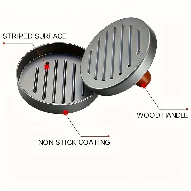 1PC Non-Stick Burger Press Patty Maker Metal Hamburger Mold for Beef Cheese Veggie Burger Making Suitable for BBQ Grill Cooking