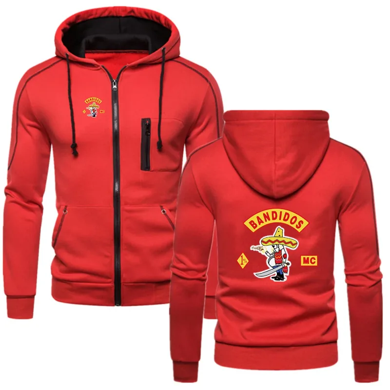 MC Bandidos Spring Autumn Fashion Lalaki Casual Hoodies Pullovers Sweatshirts Lalaki Solid Kulay Hooded Drawstring Coat — image 3