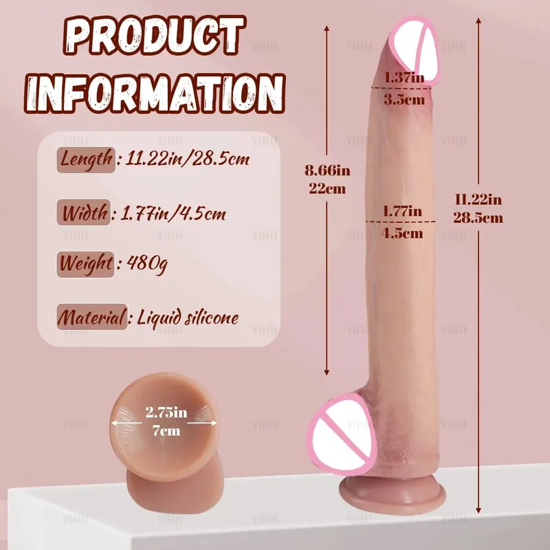 Realistic Long Dildo Flesh Skin Μαλακό Big Dick Διπλή σιλικόνη Μικρό πέος για Γυναίκα Άνδρας Παιχνίδια πρωκτικού σεξ Βεντούζα Αυνανισμός — image 14