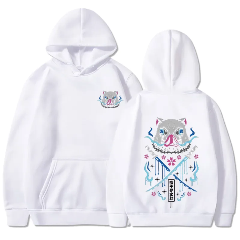 Inosuke anime hoodies das mulheres dos homens kimetsu não yaiba kawaii manga sweatshirts gótico harajuku com capuz pulôver casual streetwear