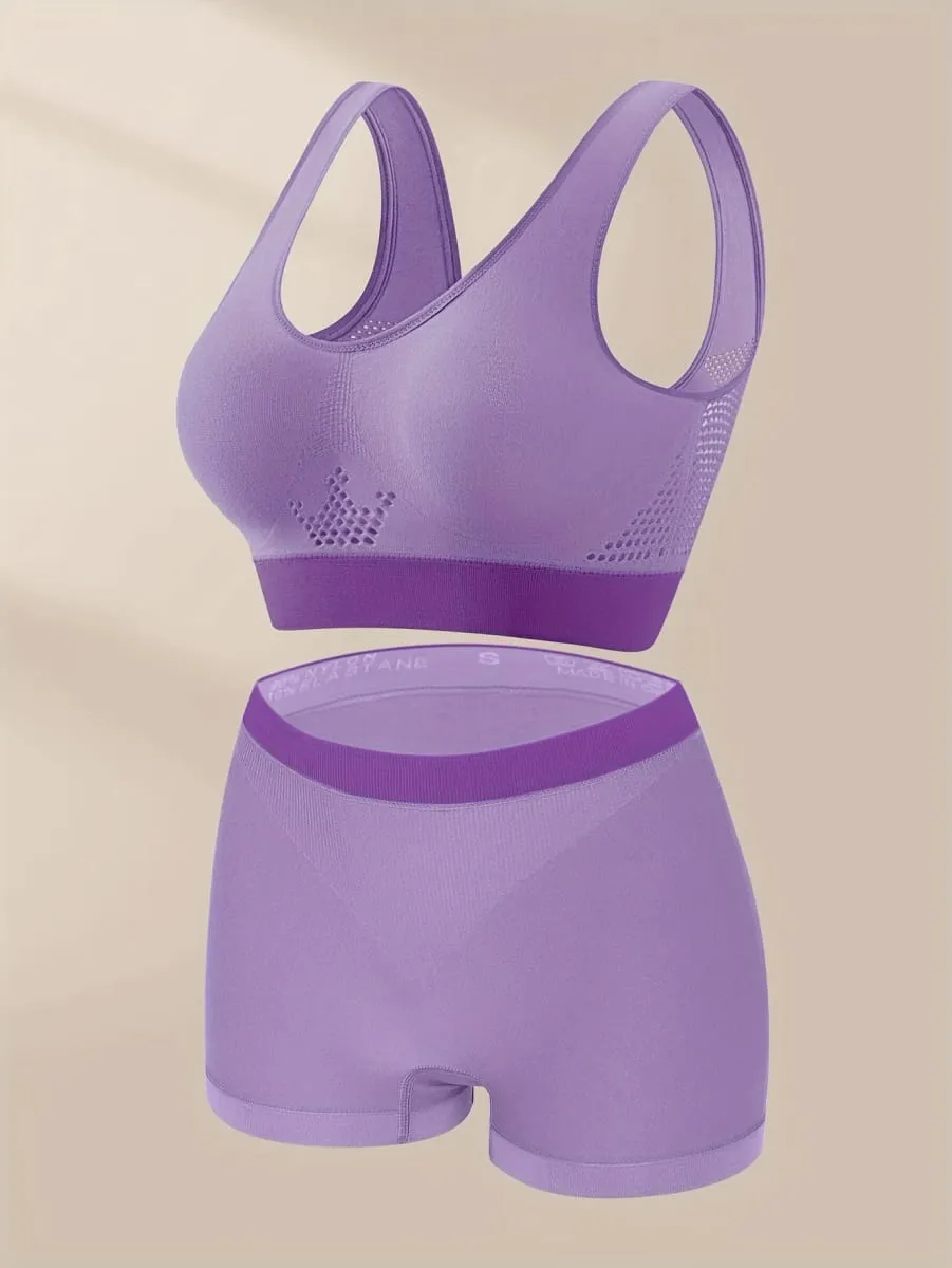 1sET Női fehérnemű szett Nagy méretű Bralette Seamless Melltartó Kényelmes Lélegző Sport Melltartó Stretch Fabric Boxer — image 5