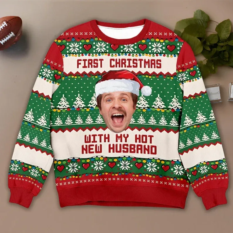 Fotoğrafınızı Özel 3D Baskı Çirkin Noel Kazak DIY Yüz Aile Kazaklar Komik Görüntü Kazak Kişiselleştirilmiş Noel Hediyesi Unisex — image 3