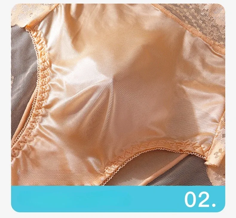 Flor renda malha oco para fora sexy roupa interior masculina de seda gelo respirável sem costura fina triângulo calças macio traceless cuecas masculinas — image 14