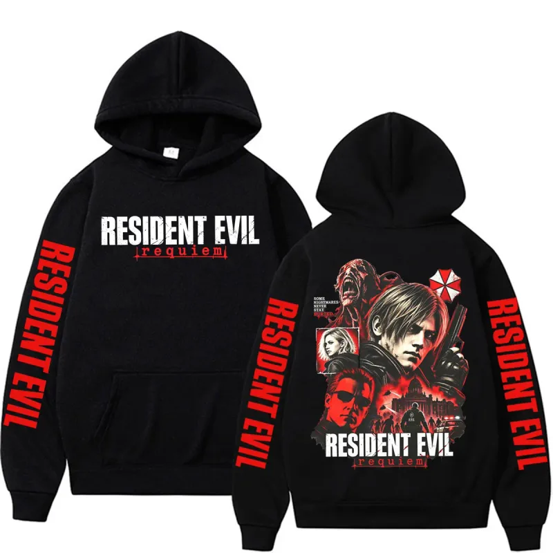 Leon Kennedy Resident Evil Requiem Merch Sweatshirt Mga Lalaki Babae Kaswal na Mataas na Kalidad ng Fleece Hoodie Harajuku Classic Gothic Hoodies — image 1