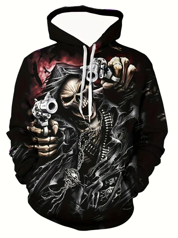 3D-tryckta Skull and Rose sweatshirts Dragsko Sportkläder Långärmade toppar Huvtröjor herr Street Graphic herrkläder — image 11