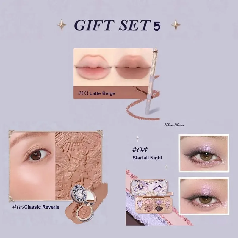 Σετ δώρου μακιγιάζ Flower Knows Knight Unicorn Σετ δώρου 3PCS Kit Eye Shadow Palette Long Lasting Lipstick Blusher Setting Powder — image 9