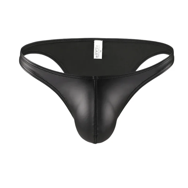 Panlalaking Faux Leather Bikini Briefs Underpants U Pouch Sexy Slips para sa Mga Lalaki De-kalidad na Lingerie Cuecas Calzoncillos Panlalaking Panty — image 3