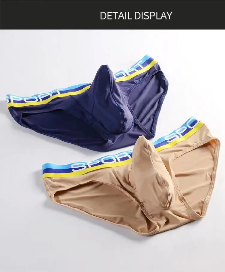 Men's Elephant Nose U Convex Briefs Breathable Mesh Silk Summer Underwear with Pouch — image 4