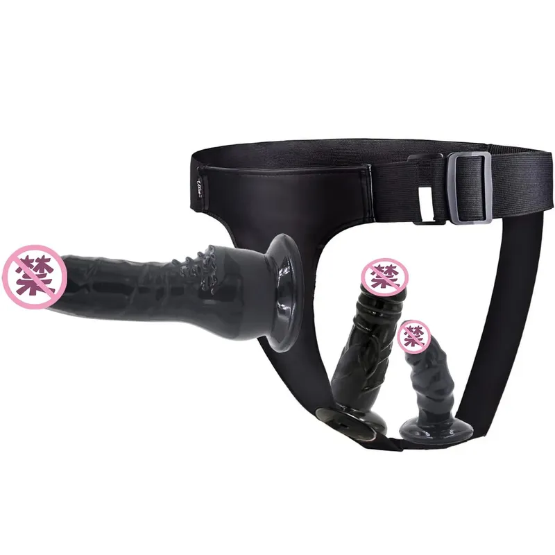 Factory Direct Triple - Prong Lesbian Strap - on: Δερμάτινο παντελόνι φορεμένο με ρεαλιστικά ερωτικά παιχνίδια για ενήλικες χονδρικής σεξ