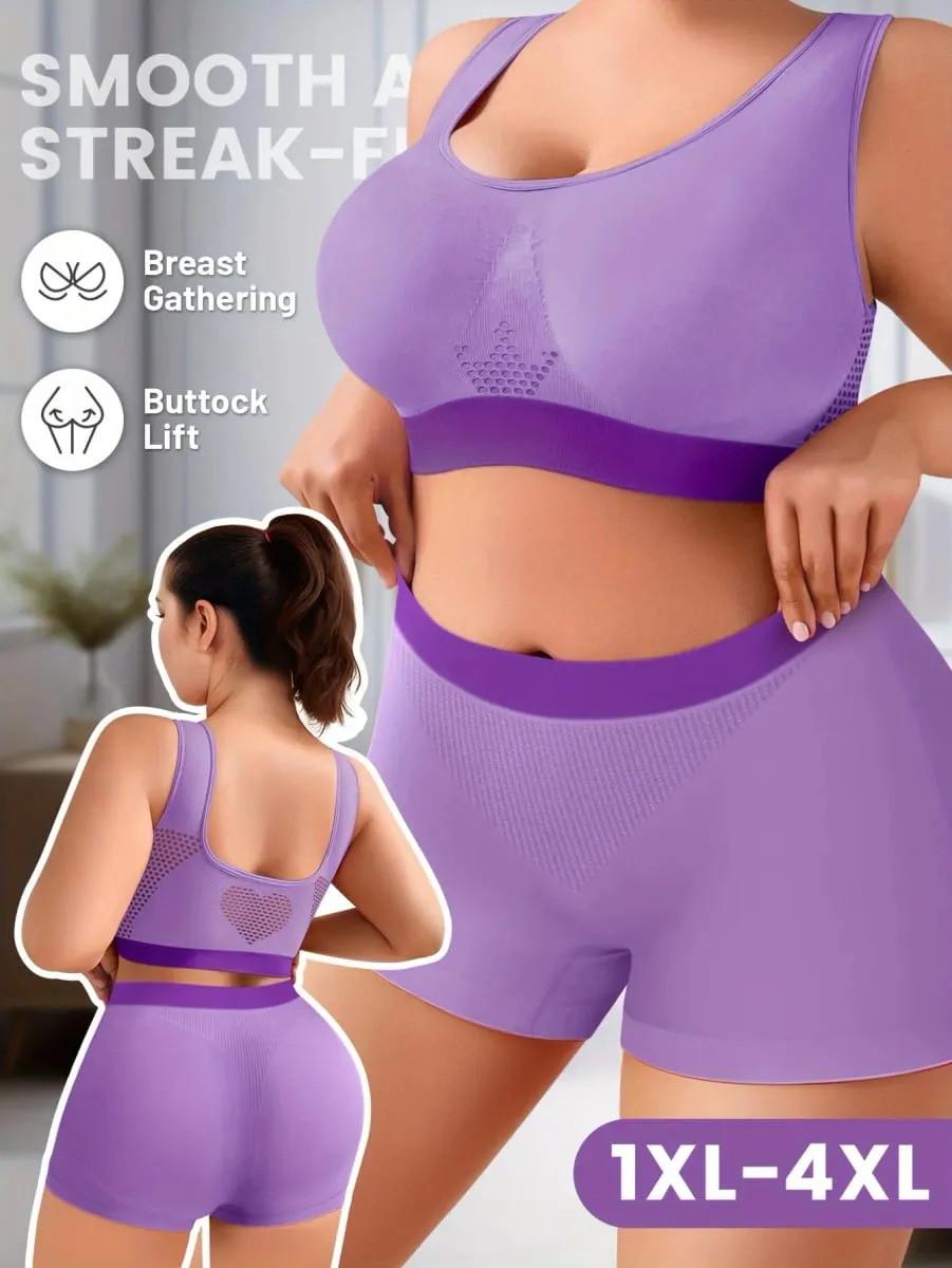1sET Női fehérnemű szett Nagy méretű Bralette Seamless Melltartó Kényelmes Lélegző Sport Melltartó Stretch Fabric Boxer — image 2