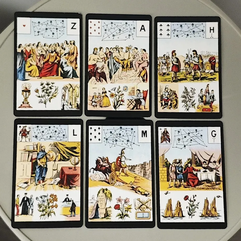Grand Jeu De Mlle Lenormand Deck 9*6cm Printed on 350GSM Double Embossed Cardstock 54 Pcs Lenormand Oracle Cards