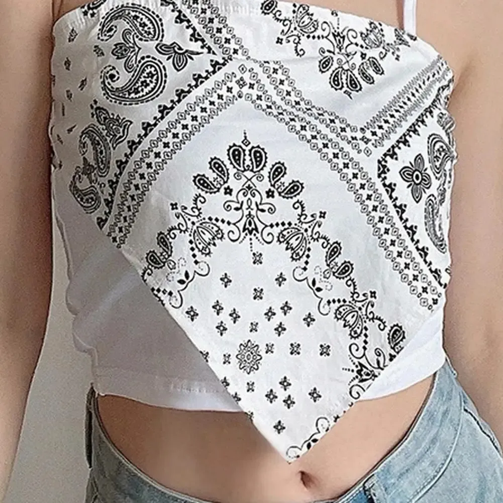 Nyári Sling Vest Négyzet nyakörv Ujjatlan Retro Nyomtatás Camisole Slim Fit Női Cami — image 2