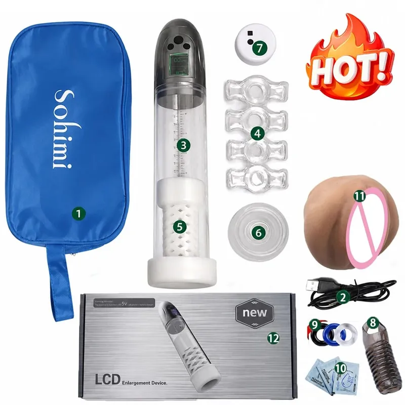 Automatic Penis Pump Enhanced Erections Rechargeable Vacuum Dick Cock Enlarger Penis Size Men Sex Toys and Vagina Masturbator