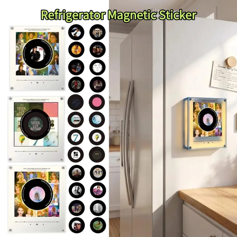 NFC Music Player Refrigerator Magnetic Sticker Acrylic Rotary Disc Machine Automatic Singing Song Players for Fridge Night Light