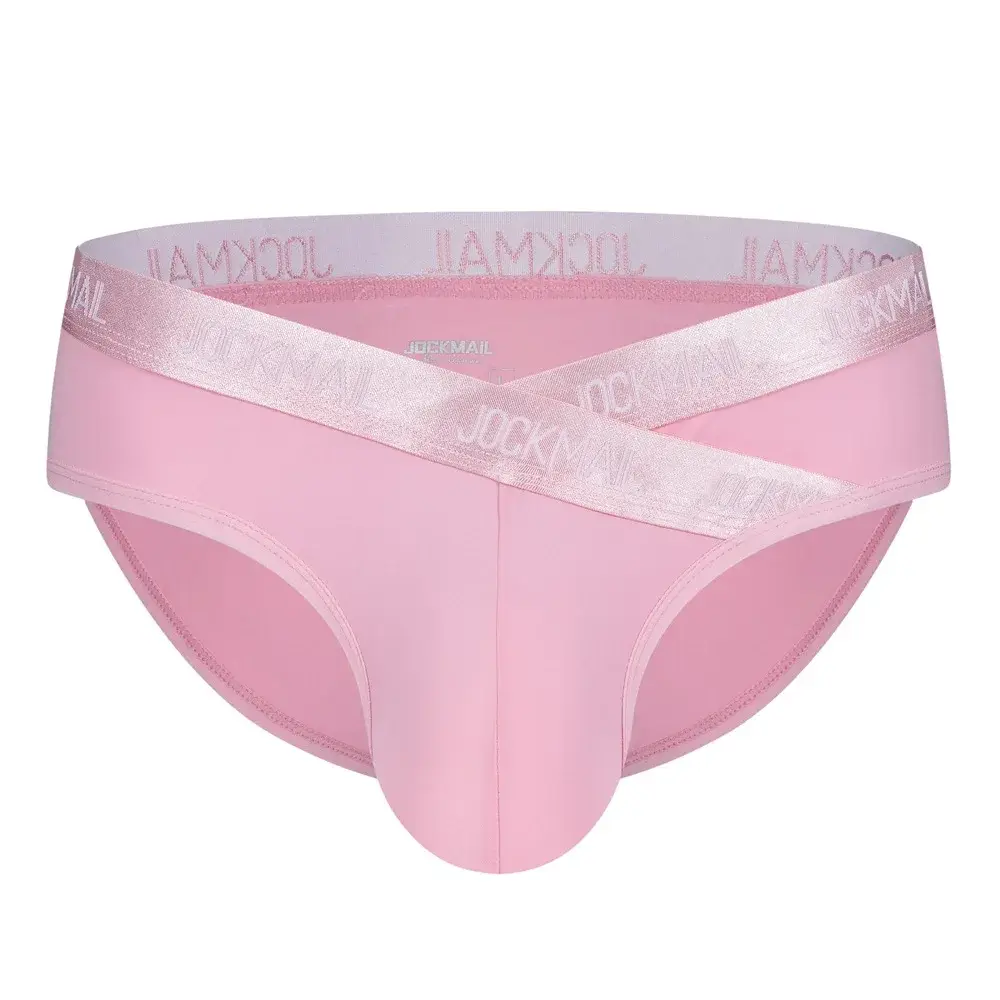 Jockmail Mens Underwear Low Waist Sexy Letter Sports Breathable Summer Ice Silk Briefs Malaking Bag Nylon Solid na Kulay na Panti ng Lalaki — image 4