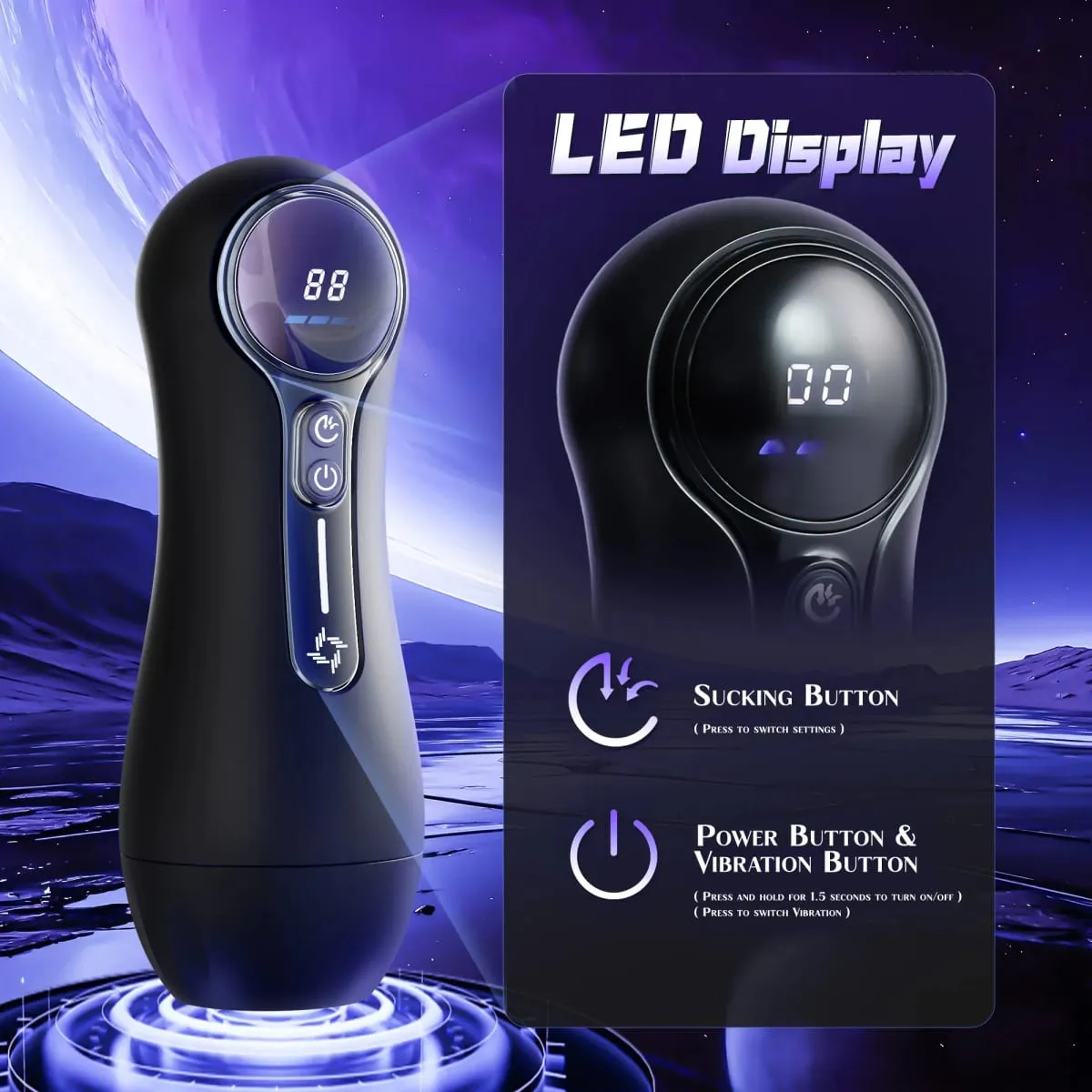 Automatic Male Sucking Masturbator LCD Display Masturbation Cup With 9 Vibrating Mode Pocket Pussy Adult Sex Toys for Man