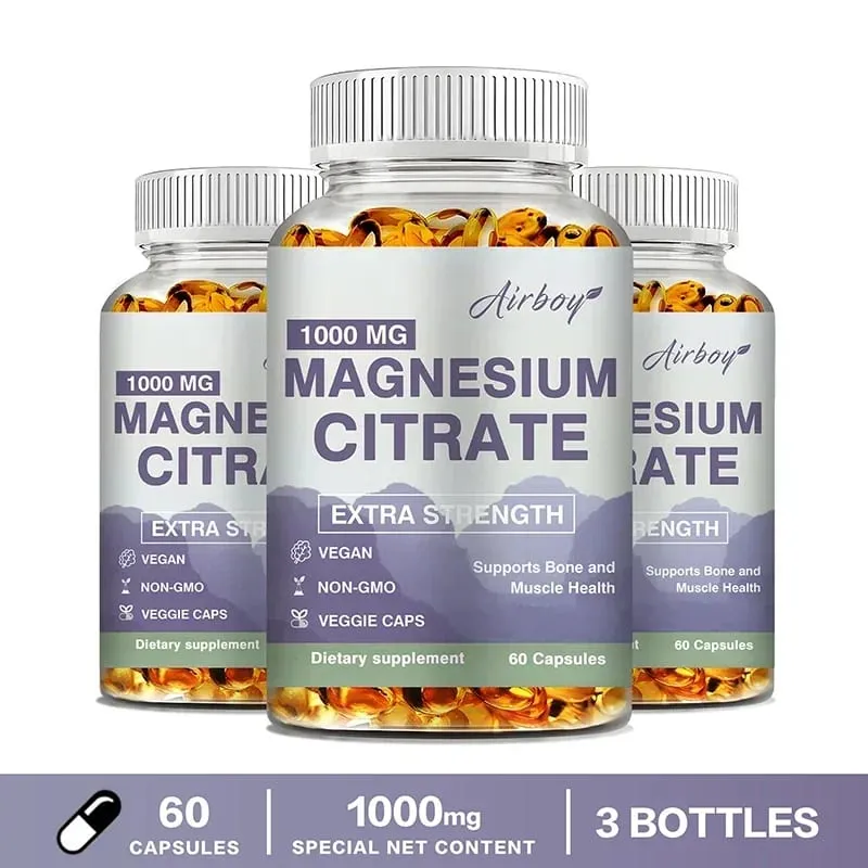 Magnesium Citrate - Supplement for Stress Relaxation Bone Sleep Heart Health Nerve Muscle & Metabolism