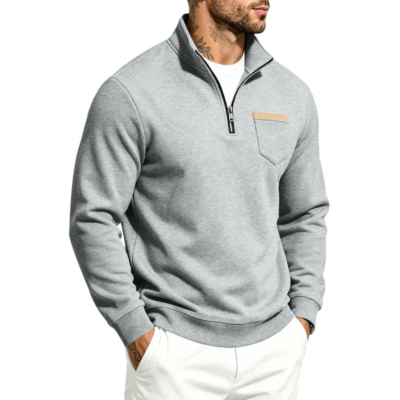 Homens 2026 outono inverno item quente velo forrado gola solta vintage moletom casual commuter moda masculina outerwear diário — image 19