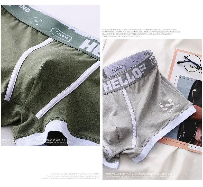 1st män boxershorts i bomull Trosor Underkläder3 färger L XL 2XL 3XL Mjukt brevbälte Andas Mjukt Mode Sport
