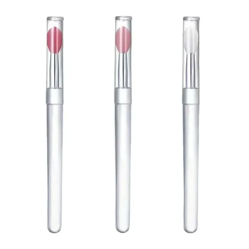 1/2/3/4pcs Portable Silicone Lip Brush With Cover Soft Multifunctional Lip Balm Applicator Lipstick Lipgloss Makeup Brushes — image 6