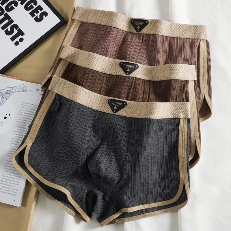 3 unidades/pacote 100% algodão sólido listrado calcinha masculina para 40-100kg malha respirável virilha cuecas boxers de cintura alta elástica — image 17