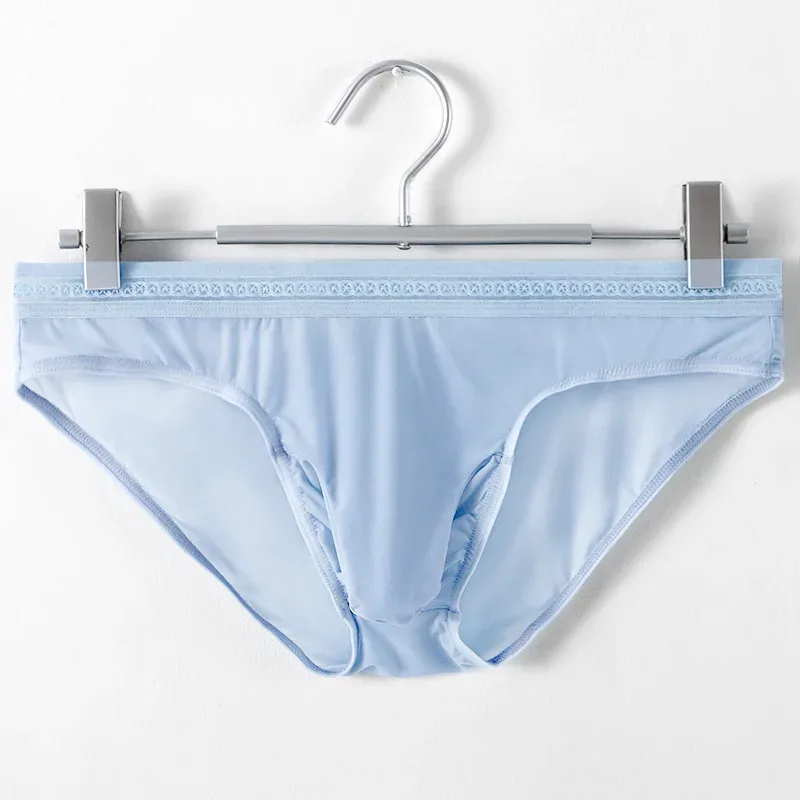 1/3PCS Men's Ice Silk Briefs Ultra-thin Quick Dry High Elastic Lace Waistband Panties Sexy Seamless Breathable Bikini Underwear — image 29