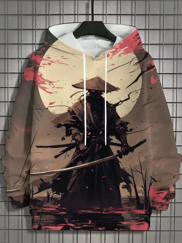 2024 outono novo masculino 3d japonês samurai impressão moletom com capuz masculino e feminino casual moda masculina moletom com capuz de rua — image 9