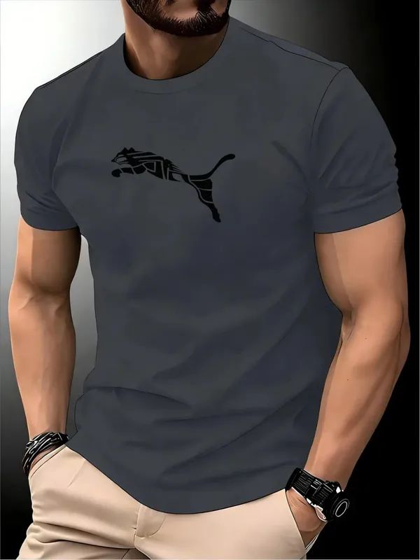 Új nyári luxus férfi divatos Fox Leopard mintás póló Crewneck Casual Trend Y2K Csúcsminőségű, kiváló minőségű fitness sportpóló