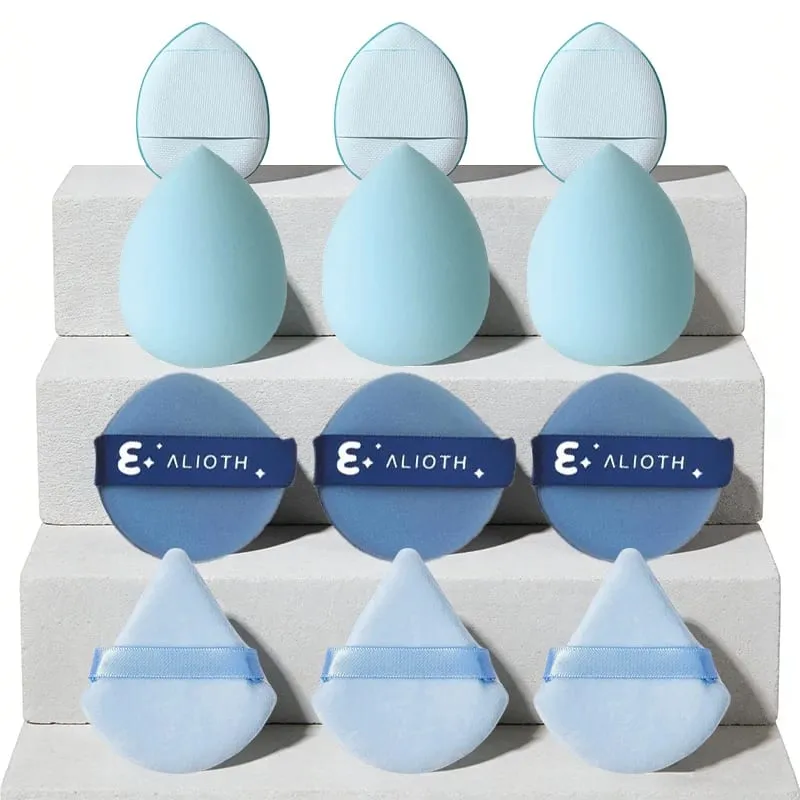Ensemble d'éponges de maquillage portables, 12 pièces, bouffantes cosmétiques pour fond de teint, correcteur de visage, mélange d'éponges de beauté, puissance de crème liquide