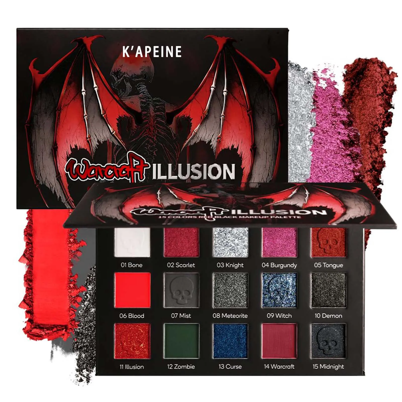 Gothic Eyeshadow Palette 15 Colors & Black Lipstick - Dark Romantic Smoky Eye Vampire Halloween Makeup Matte Shimmer Dark Lip — image 7