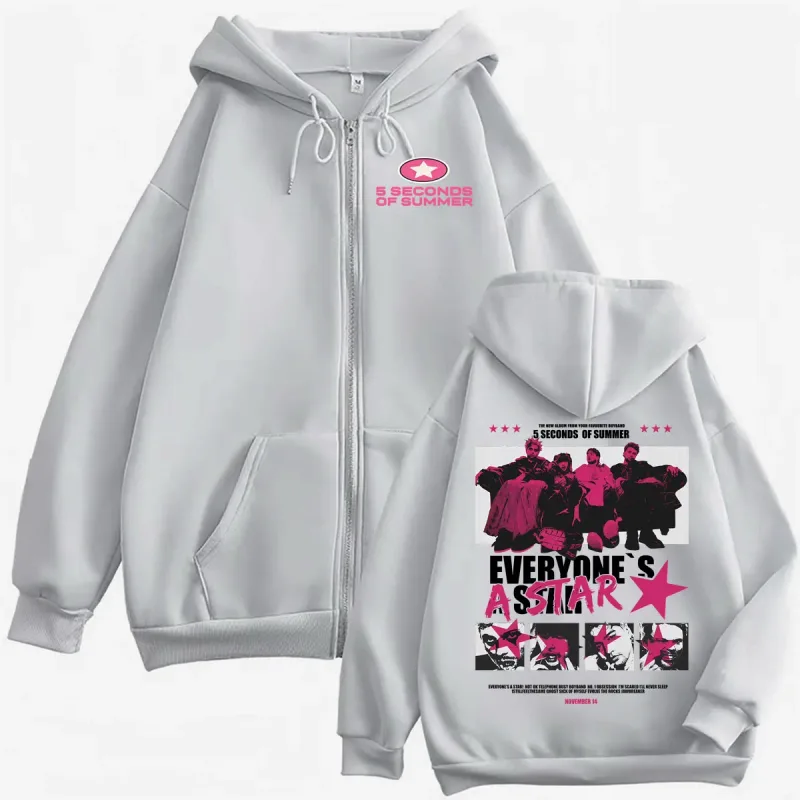 5 Seconds of Summer Everyone's A Star 2026 World Tour Zipper Hoodies Coat Men Women Harajuku Hip Hop Rock Punk Jacket Sweatshirt — image 7