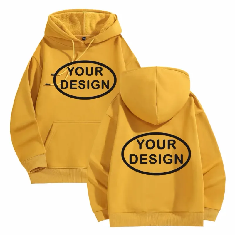 Na-customize na Naka-print na Mga Hoodies ng Lalaki at Babae na Loose Casual Fashion Long Sleeved Pullovers na Burdado na LOGO Street Sports Shirts — image 15