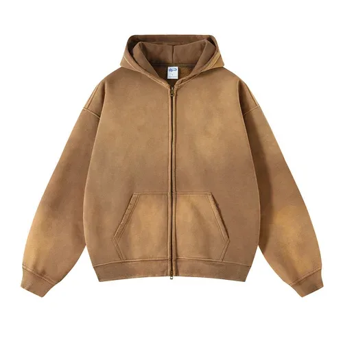 Panlalaking Zip Up Hoodies Tie Dye Washed Double Oversize Cardigan Sweatshirt Maluwag Plush Gradient Man Hooded Pullover Winter — image 14