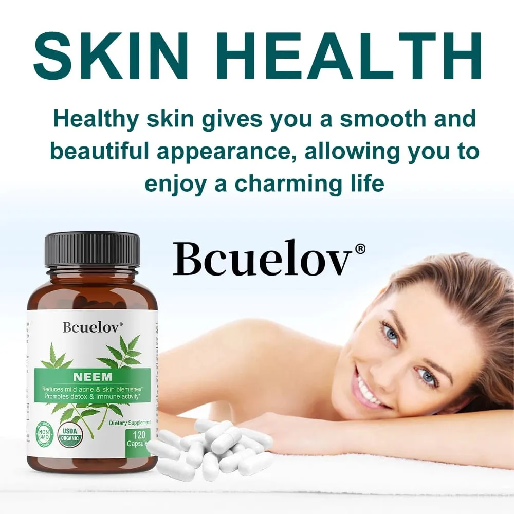 Organic Neem Capsules - Herbal Acne Supplements Supporting Clear Skin and Detox - Vegan Non-GMO Gluten Free — image 4