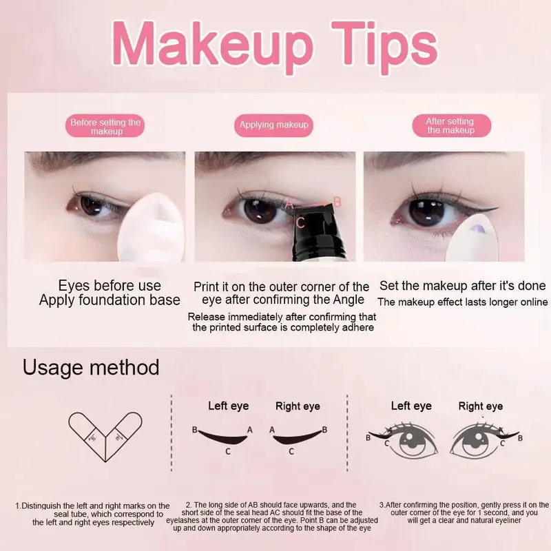 DIY Rotate Eyeliner Stamp Ενσωματωμένο μαύρο καφέ διπλής μύτης Eyeliner Wing Stencil Αδιάβροχο μουντζούρες Υγρό στυλό μακράς διαρκείας — image 5