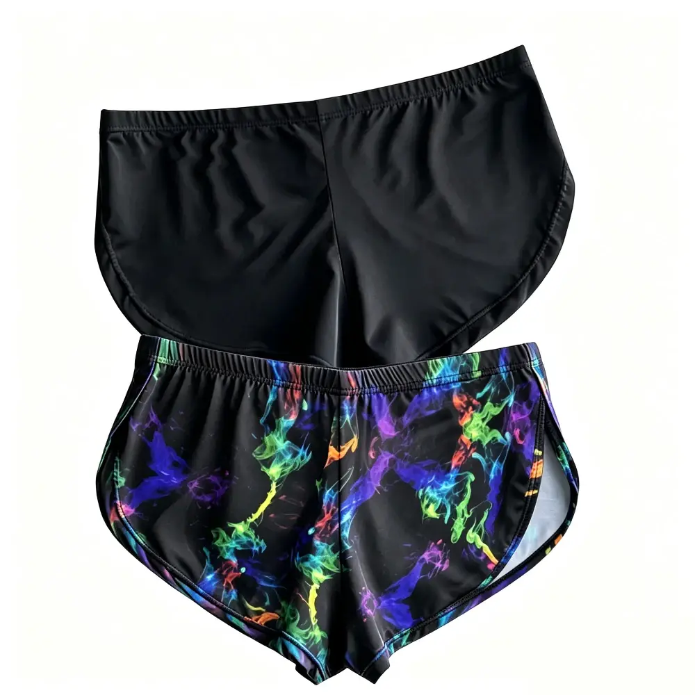 Men Galaxy Smoke Print Split Hem Ice Silk Trunks Low Rise Quick Dry Slim Lounge Shorts Lightweight Breathable Underwear for Gym — image 4