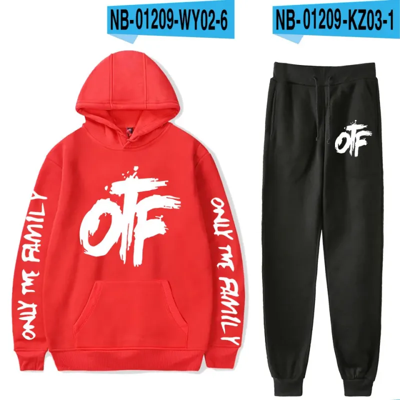 하라주쿠 편안한 재미 있은 OTF 편지 인쇄 운동복 운동복 정장 남성/여성 후드 + 바지 정장 귀여운 2 조각 세트 의류 — image 15